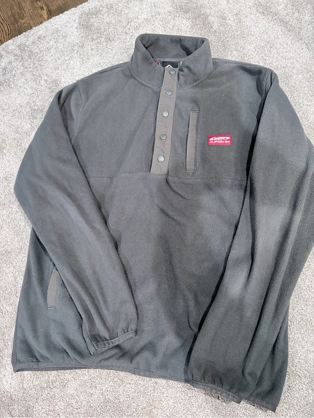 Quiksilver Dark grey/Black Fleece Pullover with small Red Logo